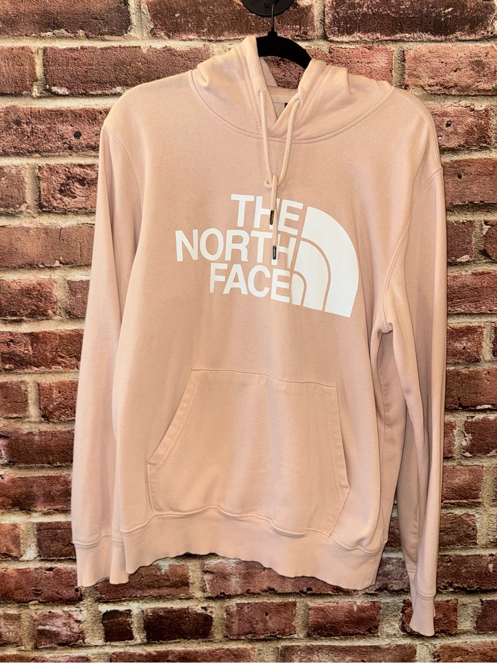 The North Face Men's Dusty Pink Crewneck Hoodie with White Logo